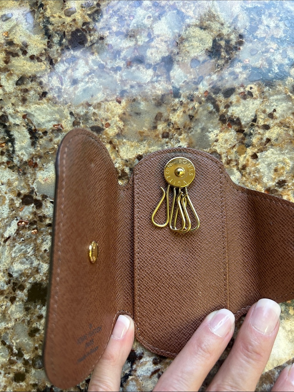 Louis Vuitton Monogram Snap Key Pouch in Brown and Gold - Picture 7 of 15